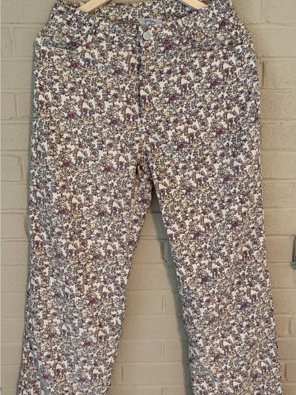Women’s Polagram Wide Leg Floral Print Corduroy Pant